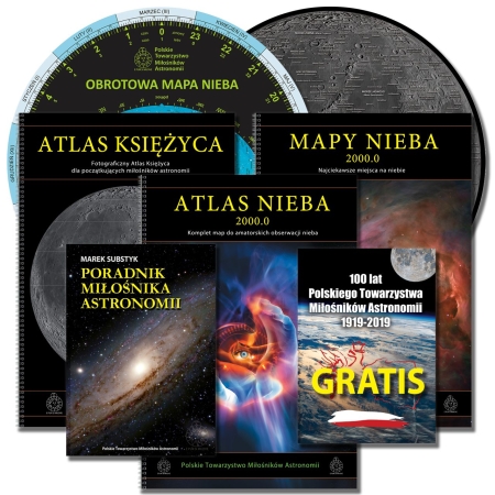 Poradnik Miłośnika Astronomii, Atlas Nieba 2000, Mapy Nieba 2000.0, Atlas Księżyca, Mapa Księżyca, Obrotowa Mapa Nieba + GRATIS